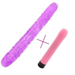 YEMA 2PCS Jelly Double Dong Realistic Long Dildo for Lesbian CoupleMultispeed Vibrator Sex Toys for