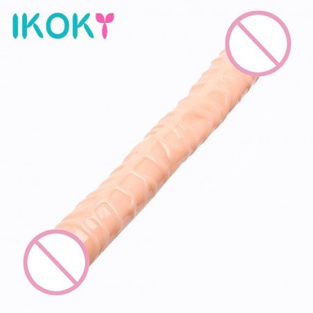IKOKY Long Double Ended Dildos Dual Penis Head Realistic Dick Female Masturbation Flesh Sex Toys for Lesbian Orgasm