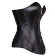 Beautiful Black Streamline Leather Corset With Front Zipper and Over The Bust Design