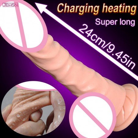 JEUSN Heating USB Rechargeable Huge Realistic Dildo Vibrator Male Artificial Penis Soft Dick Sex Toy