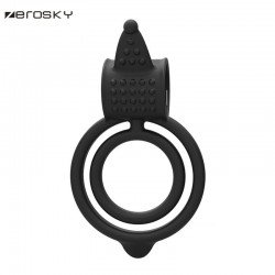 Zerosky Silicon Vibrating Cock Ring,Penis ring vibrator,Cockring,Sex toys for men,Adult Toy, Dual Ring Jelly Vibrating Cock