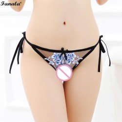 Women Sexy Lingerie Underwear Ropa interior de lenceria sexy Cut Out Open Crotch Embroidery Mesh Briefs Biancheria intimaN40