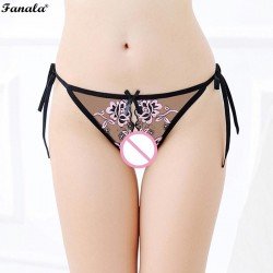 Women Sexy Lingerie Underwear Ropa interior de lenceria sexy Cut Out Open Crotch Embroidery Mesh Briefs Biancheria intimaN40