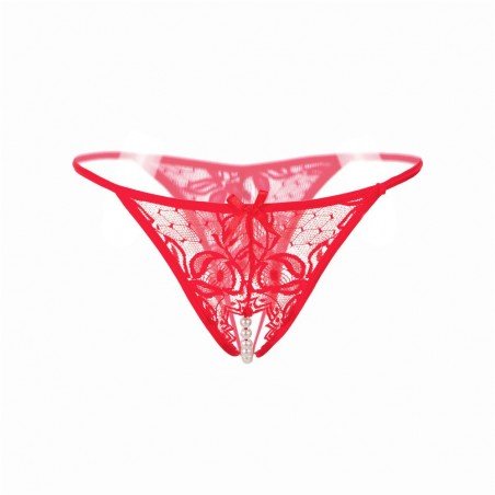Women Hot Sexy Lace Crotchless Panties Open Crotch Thong G-Strings with Pearls Massaging Beads Eroti