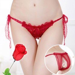 2017 New Women Sexy Lace Hollow G-String Open Crotch Thongs Sexy Costume Women Erotic Lingerie Lace Crotchless Underwear Red