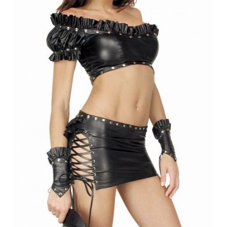 SEXY BLACK FETISH BONDAGE LEATHER LOOK CLUB WEAR