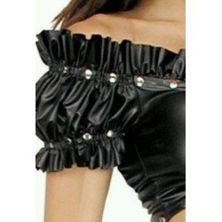 Exotic Black Faux Leather Mini Skirt Set