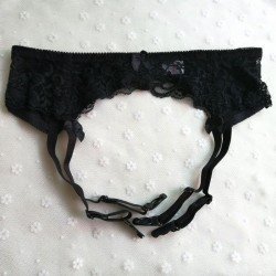 Sexy Lady Lace Bow Open Crotch Garter Lingerie Garter Belt  T panty  Stocking Suspender Belt Weddi