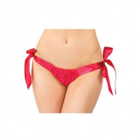 Tie-side panties tie up thongs briefs Sexy Crotchless Red Lace Panty