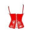 Hot Red And Black Vinyl Corset with Straps, Buckles and Lace-Up Back