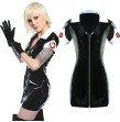 S-XXL Sexy Leather Black PVC Dress With Zipper Bodycon Catsuit Bondage Clubwear Pole Dance Costume S