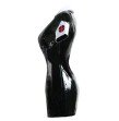 S-XXL Sexy Leather Black PVC Dress With Zipper Bodycon Catsuit Bondage Clubwear Pole Dance Costume S