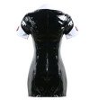 S-XXL Sexy Leather Black PVC Dress With Zipper Bodycon Catsuit Bondage Clubwear Pole Dance Costume S