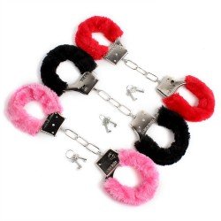 IKOKY New Adult Games SM Bondage Furry Soft Metal Handcuffs Hand Cuffs Chastity Sex Toys for Couple Role-playing Erotic Prod
