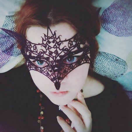 IKOKY Fetish Black Lace Eye Mask SM Bondage Erotic Toys Adult Games Sex Toys for Couple Slave Fox Cutout Role Play Sex Produ