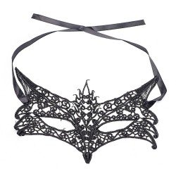 IKOKY Fetish Black Lace Eye Mask SM Bondage Erotic Toys Adult Games Sex Toys for Couple Slave Fox Cutout Role Play Sex Produ