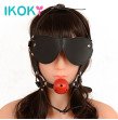 IKOKY Eye Mask Open Mouth Gag Ball Oral Fixation Stuffed Head Harness Bondage Adults games Leather S IKOKY Eye Mask Open Mouth Gag Ball Oral Fixation Stuffed Head Harness Bondage Adults games Leather S