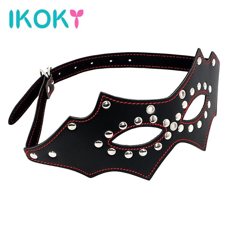 IKOKY Sex Eye Mask Slave with Rivets Sex Toys for Couple Fetish Party Adult Games Flirt Erotic Toys 
