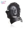 Sweet Dream Black PU Leather Masks Hoods Open Mouth Eyes Fetish Erotic Toys Role Play Adult Game Sex