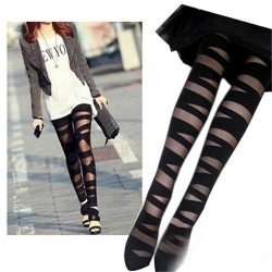 Female Women Ladies Sexy Fashionable Cross Straps Pattern Pantyhose Tights Stockings 0373