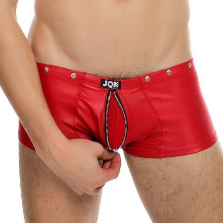 men's sexy Boxer Shorts faux leather zipper fly underwear with rivet performance boxers gay