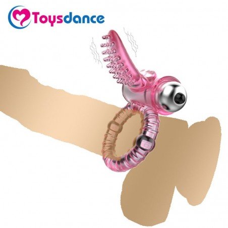 Toysdance Flexible Penis Ring With Soft Clitoral Stimulation Tongue 10 Speed Bullet Vibrator Time Delay Cock Ring Erotic Sex