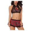 2 PCS Sexy Lingerie Schoolgirls Cosplay Uniform Sheer Crop Top with Mini Skirt 2 PCS Sexy Lingerie Schoolgirls Cosplay Uniform Sheer Crop Top with Mini Skirt
