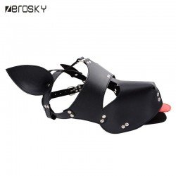 S & M Exotic BDSM Sex Toys PU Leather Hood Mask Headgear Dog Bondage Slave In Adult Games For Coup