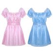 Mens Sexy Lingerie Underwear Dress Babydoll Costumes Shiny Crossdress Male with Sash Gay Bowknot Sis