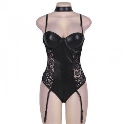 5XL Plus Size Lingerie Sexy Hot Erotic Lingerie For Women Sex Underwear Black Leather Lace Porn Latex Babydoll