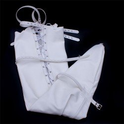 BDSM Leather Leg Binder Mermaid Body Sack  Jacket Bondage Restraint Straitjacket For Woman, Slave Sexy Costumes