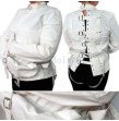 White Asylum Strait Jacket Costume Leather BODY HARNESS Restraint Armbinder