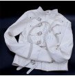 White Asylum Strait Jacket Costume Leather BODY HARNESS Restraint Armbinder