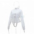 White Asylum Strait Jacket Costume Leather BODY HARNESS Restraint Armbinder