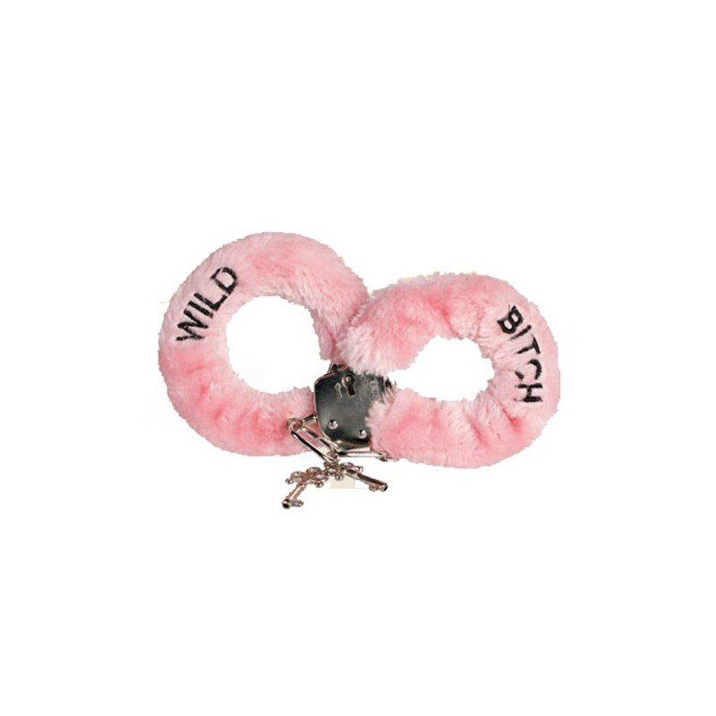 WILD BITCH PINK PLUSH HANDCUFFS