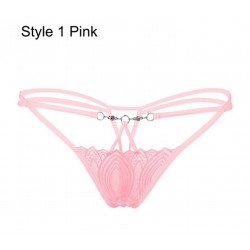 Women Erotic Lingerie Sexy Lace Flowers Panties Low Waist G-string Transparent T-back Briefs Underwe