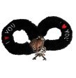I LOVE YOU BLACK PLUSH HANDCUFFS