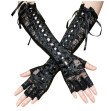 Erotic Women Nylon Elbow Lace-up Gloves Black Gothic Arm Bracers Retro Medieval Bracers Bracelet