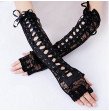 Erotic Women Nylon Elbow Lace-up Gloves Black Gothic Arm Bracers Retro Medieval Bracers Bracelet