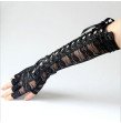 Erotic Women Nylon Elbow Lace-up Gloves Black Gothic Arm Bracers Retro Medieval Bracers Bracelet