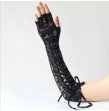 Erotic Women Nylon Elbow Lace-up Gloves Black Gothic Arm Bracers Retro Medieval Bracers Bracelet