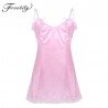 Mens Sissy Lingerie Hot Sexy Dress Adjustable Straps V-neckline Low Back Sissy Fancy Vintage Slip Dress Satin Babydolls Night