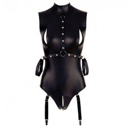 Latex Zipper Wetlook teddies Gothic Faux Leather Bodysuit sleeveless Fetish PVC Teddy Lingerie Erotic Clubwear Fetish Jumpsu