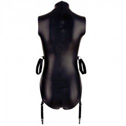 Latex Zipper Wetlook teddies Gothic Faux Leather Bodysuit sleeveless Fetish PVC Teddy Lingerie Erotic Clubwear Fetish Jumpsu
