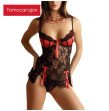 Yomocarajox Erotic Lingerie Plus Size Nightwear Dress Embroidery Lace BabyDolls Lenceria Sexy costum