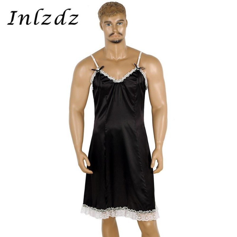 Mens Sissy Crossdress Dress Lingerie Set Satin Exotic Set V-neckline Low Back Fancy Vintage Slip Hot Mens Sissy Crossdress Dress Lingerie Set Satin Exotic Set V-neckline Low Back Fancy Vintage Slip Hot