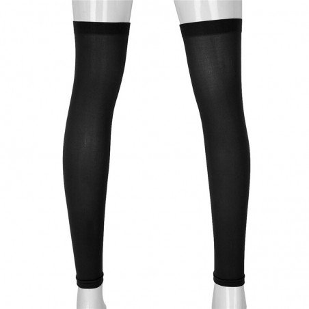 Male Mens Sexy Stocking Thigh High Full Leg Sleeve Footless Knee Brace Thigh and Calf Support Socks