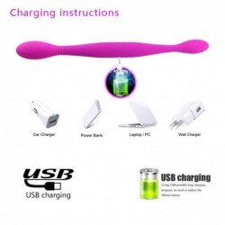 Female Waterproof Double Shock Dildo USB Charging Silicone Magic Wand Cheapest sextoys Vagina Anal Vibrator Sextoy for Woman Les