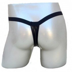 Men G-Strings Fashion Sexy Briefs Faux Leather Bandage Chain Thong Underwear Black underpants male I