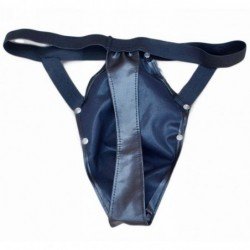 Men G-Strings Fashion Sexy Briefs Faux Leather Bandage Chain Thong Underwear Black underpants male Intimates